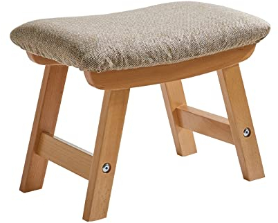 Aibiju Fußhocker, Hocker aus Holz, Stapelhocker aus Holz mit Antirutschmatte, gepolstertem Wechselschuhhocker Stapelhocker, für Küche Wohnzimmer, (Naturfarben Bein + Beige Kissen), YD-1358