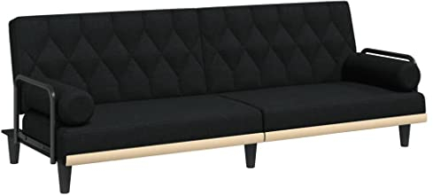 vidaXL Schlafsofa mit Armlehnen, Sofa mit verstellbaren Rückenlehnen, Couch für Wohnzimmer, Schlafcouch Bettsofa Sofabett, Schwarz Stoff