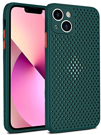 Rdyi6ba8 Atmungsaktive Hülle für iPhone 14 Plus, Ultra Dünn Silikon TPU Wärmeableitung Mesh Kratzfest Anti Fingerabdruck Handyhülle für iPhone 14 Plus - Dunkelgrün