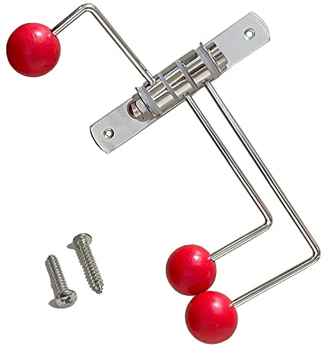 Modern Wandhaken zum Schrauben Klappbar Metall Kleiderhaken mit Holzdekor Kugeln 3 Haken Garderobenhake für Hängende Tasche Frauen Haar Ring Kinder Hüte Handtuch in Bad Küche Schlafzimmer, Red