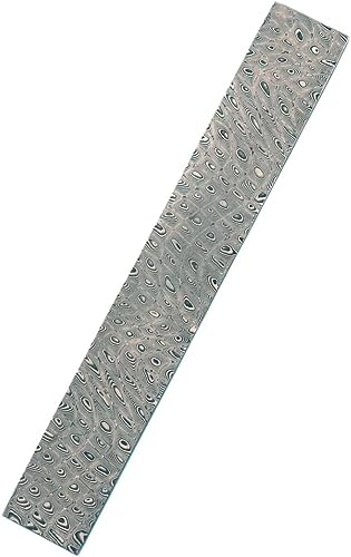 Aibote Custom Handmade Peacock Plume Pattern Damascus Stainless Steel Bar Knife Billet for Knife Making Outdoor Table Knives Jewelry Making (160x25x2.5mm)