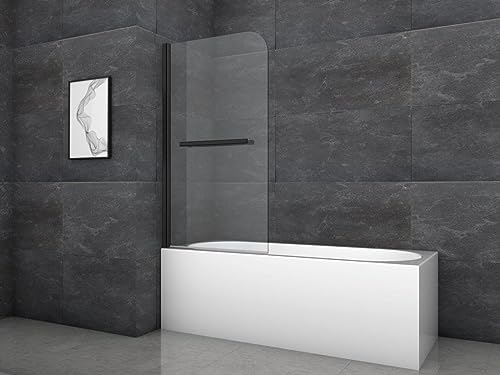 Marwell Badewannenfaltwand Black Vital 1 mit Glaselement 80 x 140cm aus 6 mm Sicherheitsglas mit mattschwarze Aluminiumprofil