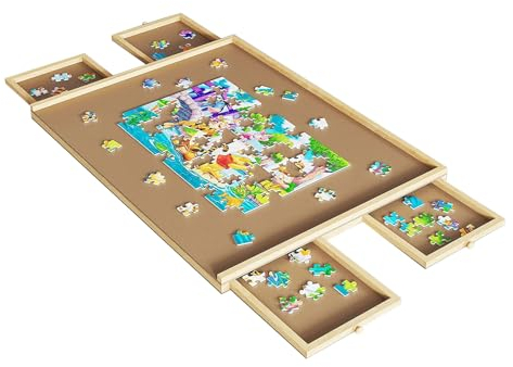 Puzzle table with up to 1000 pieces, portable puzzle table with drawers, for adults and kids, jigsaw board table for adults, puzzle coffee table