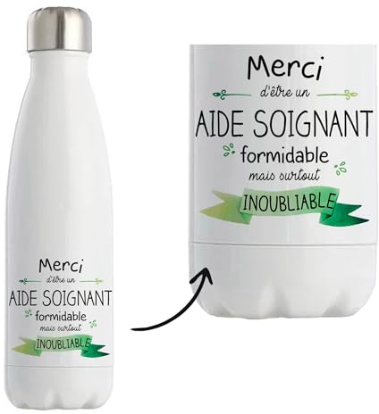 Bouteille isotherme Aide-soignant inoubliable homme | Gourde Thermos Réutilisable Cadeau Départ Retraite, Collègue
