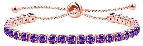Uloveido Oro Rosa Placcato Viola Cubic Zirconia Regolabile Bolo Clasp Braccialetto Da Tennis per Ragazze Donne Braccialetto di Compleanno Regalo Y4043