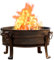 OutVue Brasero de 77 cm avec grille et couvercle, foyer à bois pour l'extérieur avec tisonnier, housse imperméable et grille à bûches, barbecue et foyer extérieur et table ronde 3 en 1 pour terrasse,