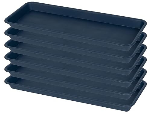 VUWEZ Lot de 6 bacs à plantes rectangulaires en plastique pour intérieur et extérieur, avec drainage de l'eau, bleu (15,2 x 25,4 cm, polypropylène)