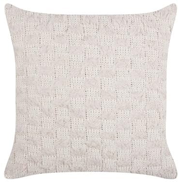 Beliani Dekokissen beige gestricktes Muster 45 x 45 cm quadratisch modern Basalim