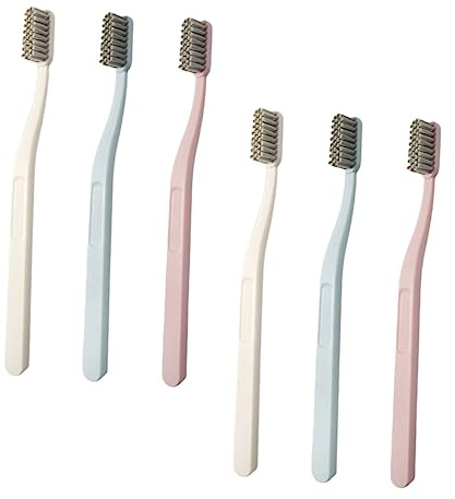 Nylon Zahnbürste mit Harten Borsten 6 Stück-pack für Erwachsene | Abs und Nylon, Ergonomisches Design, Tragbar für Unterwegs, Sanfte Reinigung im Praktischen Mehrfachset