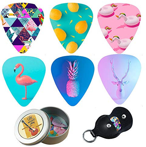 Czzmy Celluloid Gitarren Plektren Gitarren Picks 12 Stück mit Geschenkbox - Gitarrenzubehör,für Elektrische, Akustische, Bass oder Ukulele Gitarre(12-Web Sensation)
