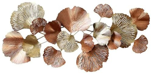 YAIUNHIQ Goldenes Ginkgoblatt, großes dekoratives Wandbild, Metallbild, 3D-Wanddekoration aus Metall, Kunst, Wandskulpturen, Wohnkultur, 136 cm
