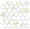 OYASIMI 10pcs Thicker PVC Stick on Tiles for Kitchen Bacskplash, Hexagon Peel and Stick Tile Stickers for Bathroom Calacatta Gold Marble Self Adhesive Wall Tile for Decor (30.5cm x 30.5cm)
