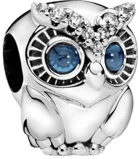 Wedanor Charme EulenanhängerCharms-Anhänger 925 Sterling Silber Charm Bead Pendant für Europäische Armbänder und Halsketten