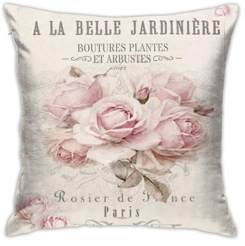ILPIZZINO Kissenbezug im französischen Shabby-Chic-Stil, Vintage-Stil, viktorianische rosa Rosen, 45,7 x 45,7 cm, gemütlicher Samt, quadratisch, Überwurf-Kissenbezug, Heimdekoration, für Bett, Couch,