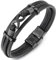 COOLSTEELANDBEYOND Drei Reihen Schwarz Infinity Liebe Unendlich Number 8 Freundschaft Schwarz Geflochtene Leder Armreif Schweißband Armband