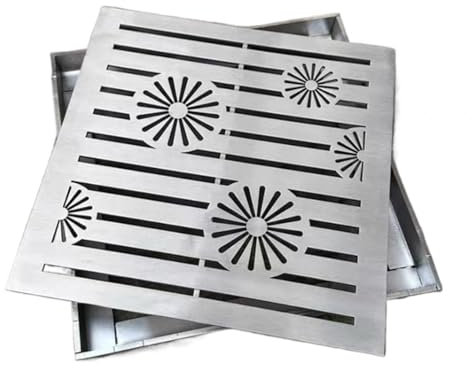 Canaleta Desague con Rejilla Rejilla de Drenaje Cuadrada de 10 X 10, 15 X 15, 20 X 20, 25 X 25, 30 X 30 Cm, Rejilla de Acero Inoxidable Duradera para Drenaje Exterior, Filtro de Drenaje(30cmx30cm(11 3