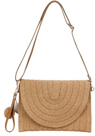 Bolso De Paja De 1 Pieza, Bolso De Mano De Paja, Bolso Tejido, Bolso De Hombro De Ratán, Bolso De Playa, Bolso Elegante Para Mujer, Accesorios De Vestir