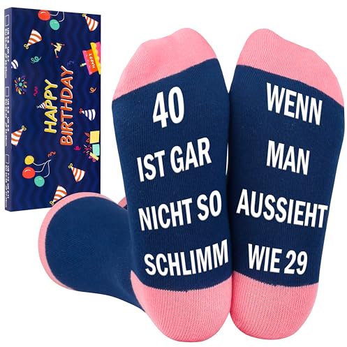 Belloxis 40 Geburtstag Frauen 40. Geburtstag Frauen Geschenk 40 Geburtstag Frau Geschenk zum 40 Geburtstag Frau Socken Damen 39-42 Stoppersocken Damen Baumwollsocken