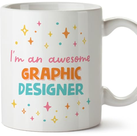 MUGFFINS Graphic Designer Woman Mug - in English - I'm Awesome! - Funny Gift for Colleagues - Ceramic 11oz Mug