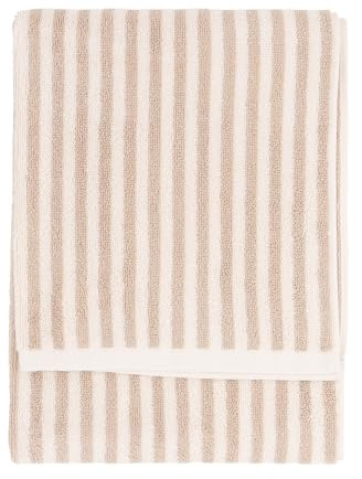 Yard Hebden Striped Cotton Terry Hand Towel (Natural, 50 x 100 cm) | Soft 100% cotton terry, absorbent and gentle on skin, ideal for everyday hand drying in bathrooms and ensuites