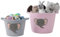 Elefanten-Seil-Aufbewahrungskörbe für Babys – 2er-Set handgewebte Baumwollkörbe mit Griffen in Rosa & Grau – Faltbare Organizer für Spielzeug, Windeln, Kleidung, Kinderzimmer & Wohnzimmer