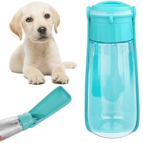 Newaner 550ml Bebedero Perro Portatil, Botella Agua Perro Paseo para Viajes, Dog Water Bottle, Alteo de Agua Perro Portátil Al Aire Libre, Dispensador de Agua Perros, para Acampar, Senderismo (Azul)