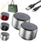 Buzzgo Echo Speaker, Mini Buzzgo Speaker Bone Conduction, Compact Speakers with Enhanced Bass, Pocket-Sized with USB-C Charging, Button Control, Unique Adhesive Design, For Smooth Surface (Silver-2pc)