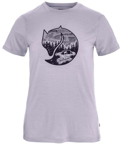 Fjällräven Damen Abisko Wool Fox SS T-Shirt, Lavender Mist/Dark Navy, XXS