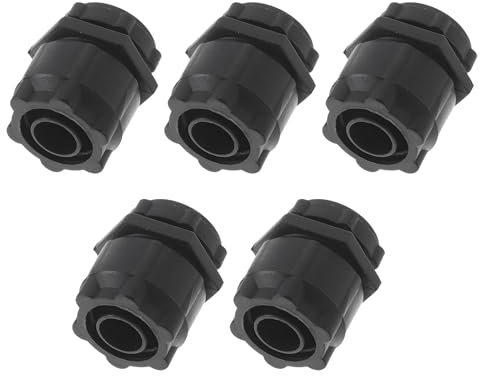 VekAuto 16mm / 0.63 Passacavi Corrugati Giunto Rapido a Tubo Dritto PA66 Nylon Nero 5 Pezzi