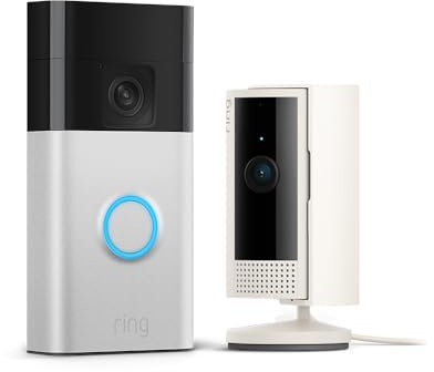 Ring Battery Video Doorbell (Satin Nickle) + Ring Indoor Camera (Starlight)| DIY Wireless Video Doorbell Camera I Head-To-Toe View, HD Video
