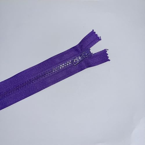 Chunky Plastic Zips, Multi-Coloured Open End Fasteners for Sewing and Crafts, Select Colour & Size (Purple, 15 Inches)