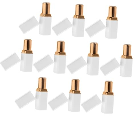 IWOWHERO 10 Stück Leere Lippenpflege Tuben aus Nachfüllbare Lipgloss Behälter mit Edlem Perlmutt weiß und Goldfarbenem Ring DIY Lippenbalsam Tube für Frauen Mädchen Praktische Reisegröße
