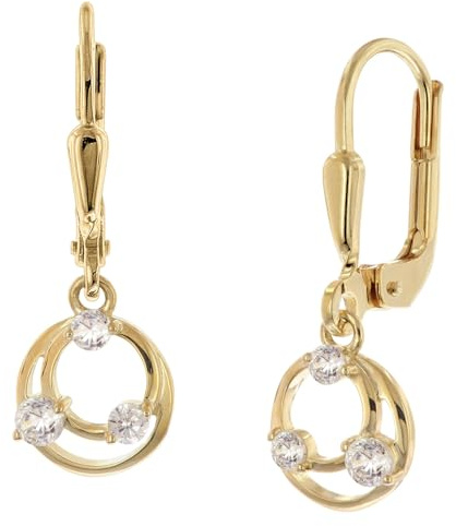 trendor Damen-Ohrhänger Ohrringe 925 Silber Vergoldet Zirkonia zeitloser Ohrschmuck für Frauen, schöne Geschenkidee, 21089