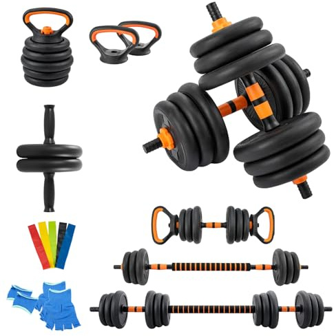 M.J COMFY-LIFE 20Kg Dumbbell Set, Adjustable Home Gym Weights for Men & Women Barbell, Kettlebell, Push-Up Bars, Ab Roller Free Weights for Full Body Wor