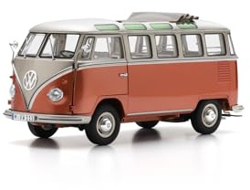 Schuco 1:18 VW T1 Camper Orange/Weiß Dach DC - Hochwertiges Diecast Modellauto im Maßstab 1:18, Modellauto, 1:18, Auto, Sammlermodell