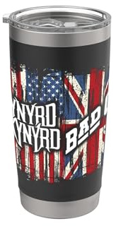 Lynyrd Skynyrd Event Bad Co US UK Flagge Union Jack Retro Rock Doppelwandiger Edelstahl-Thermobecher
