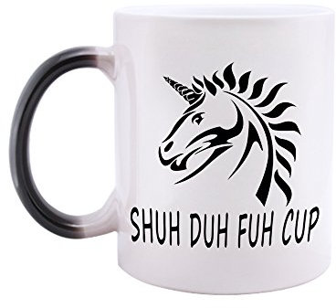 Funny Morphing Mug SHUH DUH FUH Cup Unicorn Print -Mophing Mug Color Changing Mug Gift for Father Freinds Families Coworkers