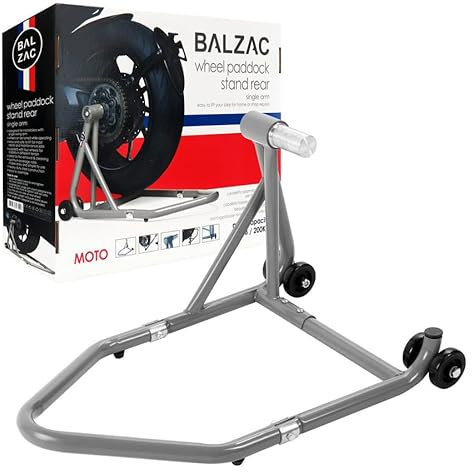 Balzac Motorradheber hinten einarmig links | 200 kg | robuster Stahl | Räder für Stabilität | einfach zu bedienen