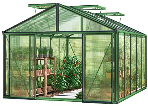 GFP Gewächshaus Asteria 23 Light 311x385 cm - 12 mm Doppelstegplatten - Farbe Moosgrün
