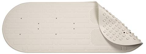 Croydex Luxury Cream Bath Mat with Foot Scrubber for Inside Bath (69x39cm) | Slip Resistant | Secure Grip Suction Cups | Drainage Holes | Easy to Clean | Antibacterial | Fits Well Inside Most Baths