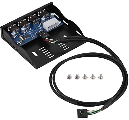Estink Panel frontal Floppy, USB 2.0 en el Panel Frontal Hub USB de 4 Puertos en el Panel Frontal 3.5 Pulgadas Floppy Bay 9 Pin a 4 Interfaces para Ordenador de Escritorio