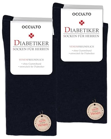 Occulto 10 Paar Diabetikersocken für Herren & Damen ohne Naht ohne Gummibund aus Baumwolle 10 Paar | Navy 47-50