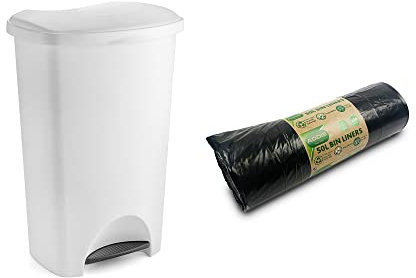 Addis Everyday Family Pedal Bin, 50 Litre, White + 20x Liners