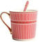 YBK Tech Bone China Porcelain Tea Cup Coffee Mug for Home Kitchen Office - Stripe Patterns (Red)