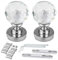 MIMORE Crystal Door Knobs 60mm Diamond Pull Handle Clear Glass Door Knob Solid Round Crystal Cut Faceted with Screw and Accessories for Bedroom Hall and Closet （2Pack