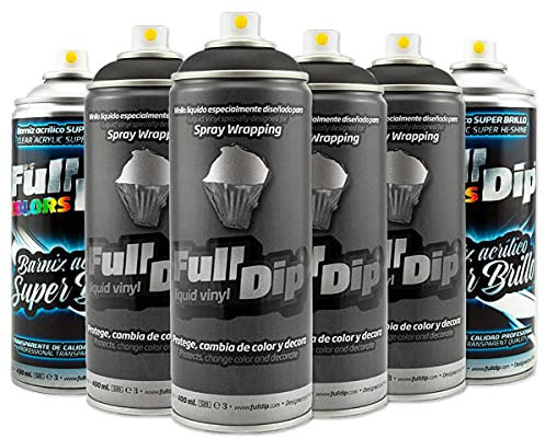 AutoFullCar Pack Sprays Full Dip Negro Mate o Negro Brillo Llantas hasta 20 pulgadas FullDip (NEGRO BRILLO)