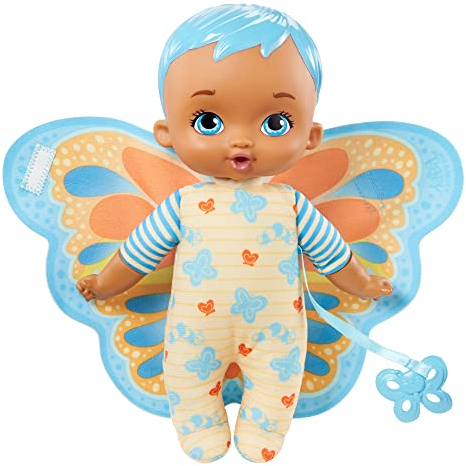 My Garden Baby HBH38 - Mein Schmuse Schmetterlings-Baby (23 cm), weicher Körper mit Plüschflügeln, blau, Babyspielzeug ab 18 Monaten