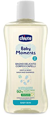 Chicco Baby Moments Bagno Shampoo Delicato Per Pelli Delicate, Ingredienti Di Origine Naturale, Proprietà Idratanti Dell'Avena, Previene Irritazione Agli Occhi, 0+ Mesi - 200 ml