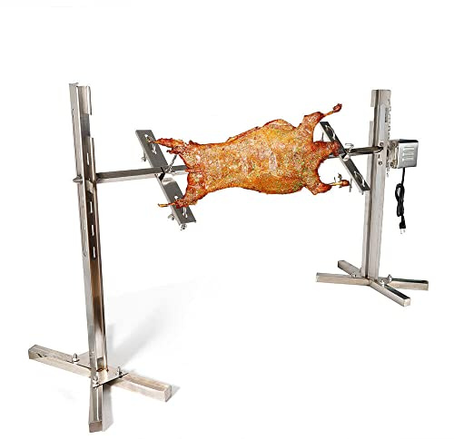 Universal Gas Grill Rotisserie Kit, 15W Stainless Steel Outdoor Automatic BBQ Rotisserie Kit Electric Rotisserie Kit Large Grill Rotisserie Spit Roaster Rod for Party Camping