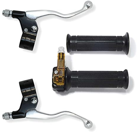 cyclingcolors Motorrad set bremsgriff gasgriff schwarz bremshebel chrom armatur griffe 7/8 22 mm moped mofa roller motorrad